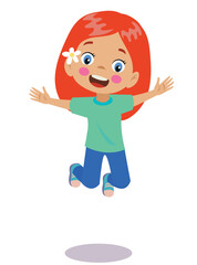 happy cute little kid  jump