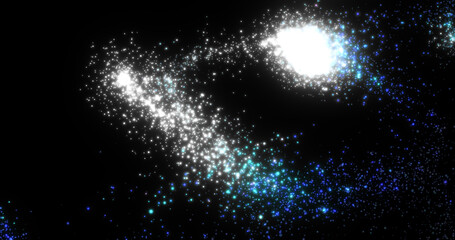 Obraz premium Festive fireworks, beautiful bright glowing shiny energy magic lines and stripes of salute particles. Abstract background