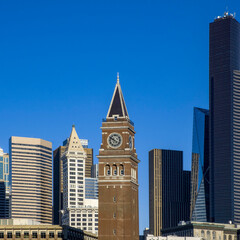 Obraz premium King Street Station Clock Tower, Smith Tower, and Surrounding Buildings