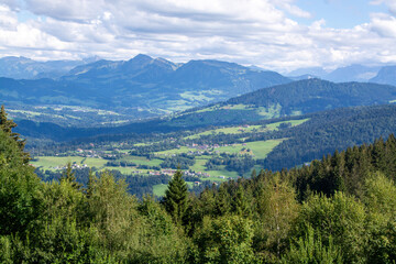 Fototapeta na wymiar Mountains and clouds in nature. Alpenwildpark Pfänder, Bregenz, Austria