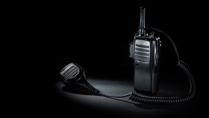 Two way radio with microphone with copy space