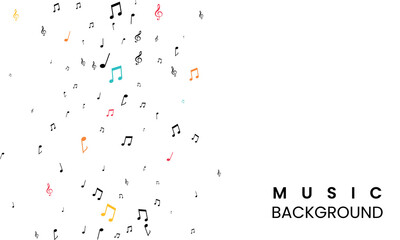 musical notes background with simple color, colorful music notes illustration - obrazy, fototapety, plakaty