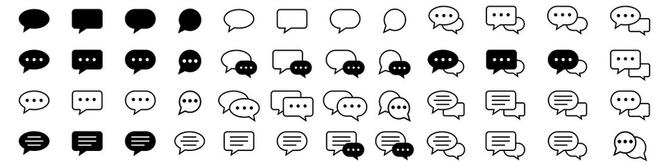 Chat icons vector isolated element. Set of talk bubble speech signs. Blank bubbles vector icons. Message vector icons.
