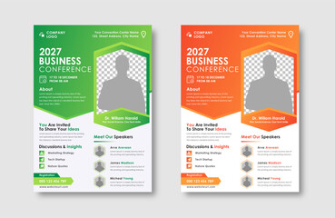 Business conference live meeting & event flyer template. Corporate invitation business workshop & abstract seminar promotion poster design. Leaflet, modern layout, pamphlet, vector flyer in A4.