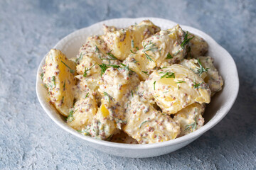 Potato salad with mustard seeds and mayonnaise