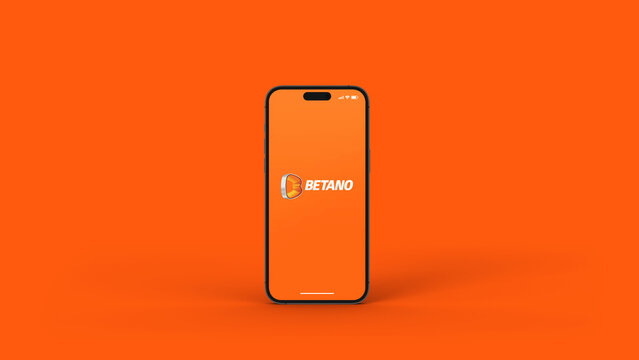 Betano betting provider app on the smartphone iPhone 14 Pro screen. Orange background. Rio de Janeiro, RJ, Brazil. November 2022