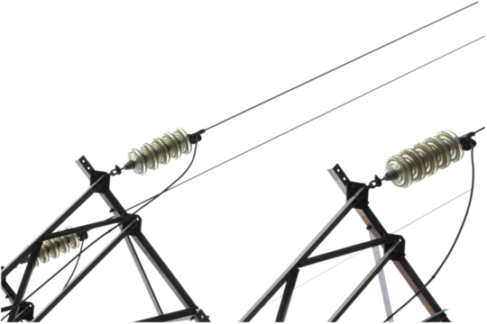 Electrical power insulators on transparent background.