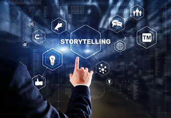 Storytelling. Story Telling Education and literature Business concept. Ability to tell stories