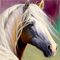white Andalusian horse portrait, generated image