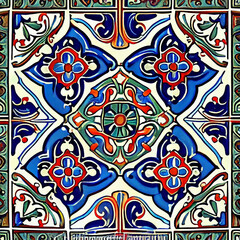 hand painted historic Tunisia  ceramic tiles