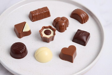 Chocolate candy assortment, dessert set