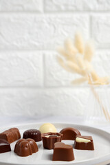 Chocolate candy assortment, dessert set