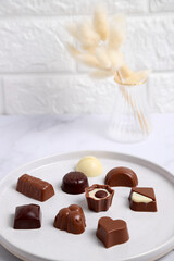 Chocolate candy assortment, dessert set