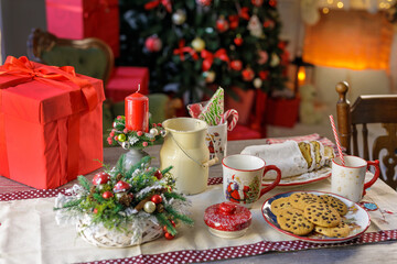 christmas table at home, christmas concept