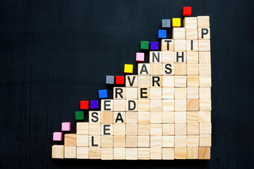Staircase made of cubes and inscription servant leadership.