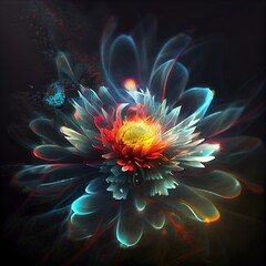 Beautiful abstract fractal flower, ai generated illustration