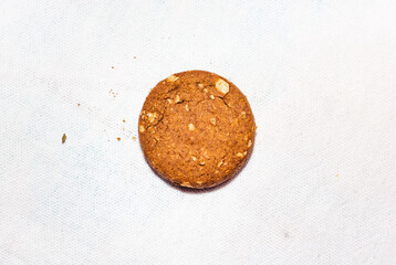 Chocolate chip cookie and granola. Round sweet food on white background with high quality