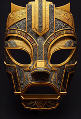 golden aztec mask - obrazy, fototapety, plakaty