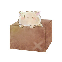 捨て猫のイラスト(手描き水彩風)