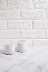 Mockup kitchen jars for sugar and salt