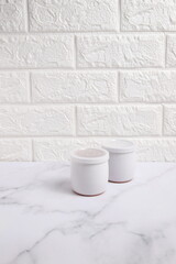 Mockup kitchen jars for sugar and salt