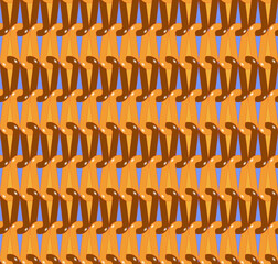 Seamless, Vector Stylized Image of Interlacing Brown and Orange Loops Forming a Repeating Pattern. Can Be Used in Design and Textiles