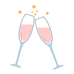 Simple illustration of a glass of champagne for Christmas holiday