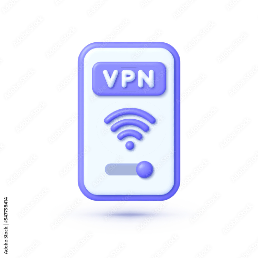Poster Secure VPN connection concept in 3d style on white background. Virtual private network connectivity overview. Safety internet technology, data secure. Vector 3d illustration