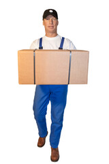 Parcel carrier series: sympathetic parcel carrier delivers a parcel.