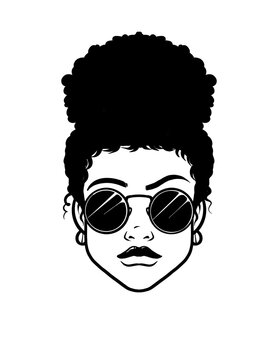 Black girl wearing black circle sunglasses matrix