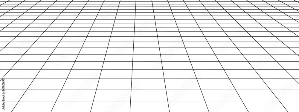 Wall mural horizontal perspective grid. tile floor texture. checkered plane pattern. squared surface. geometric