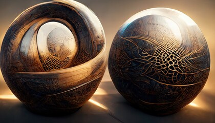 Art object ball. Beautiful carved magic ball.