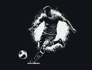 Soccer Player Kicking Ball Vector Illustration. Football Player Sketch Style Design.