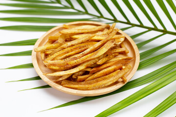 Crispy banana sticks. Fruit snack