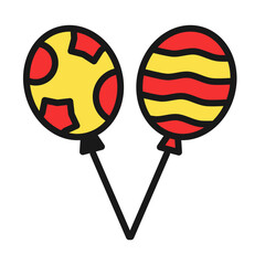 Icon Flat color Party, birthday, celebration, gift, congratulation, happy and much more. editable file, Line icon style