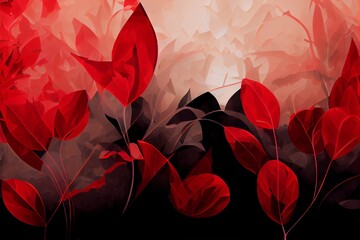 modern and fresh floral background pattern in strong black and red colors for valentines card