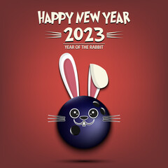 Happy New year. Bowling ball in the form of rabbit