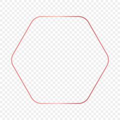 Rose gold glowing rounded hexagon frame