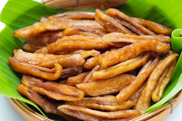 Sun dried banana. Fruit snack