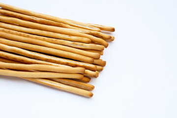 Bread sticks on white background