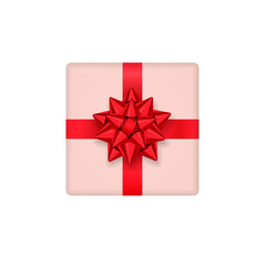 Festive Birthday and Christmas gift box with bow and ribbon