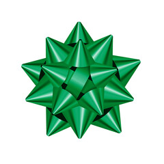 Obraz premium Green bow from ribbon Christmas and happy new year symbol