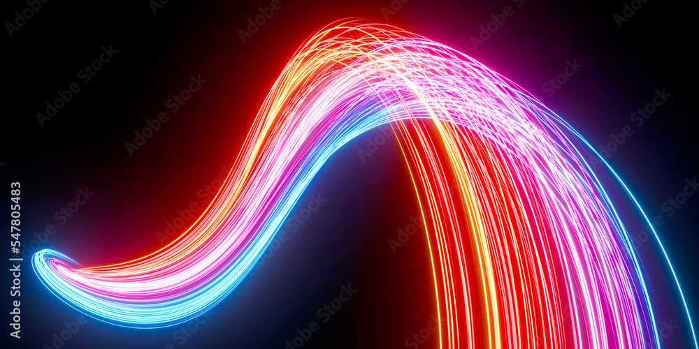 Poster beautiful abstract lines on a black background. modern technological background. futuristic design. 