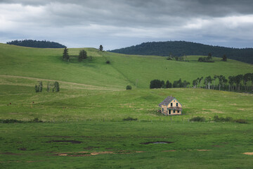 An old abandoned country farmhouse in the rural countryside and rolling hills outside Osoyoos, B.C....