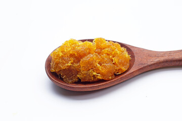 Pineapple paste or jam on white background.