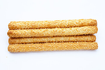 Bread sticks on white background