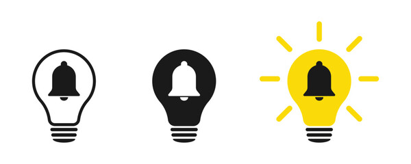 Lamp icons set. Collection of bell light bulb icons. Illustration