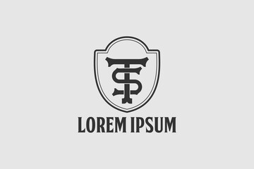 Obraz premium letter T and S with shield monogram vector logo template