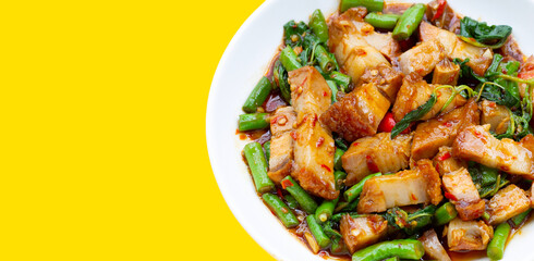 Stir fried crispy pork with holy basil