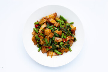 Stir fried crispy pork with holy basil